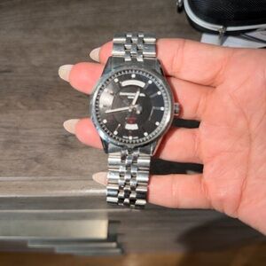 Stainless Steel Men's Wristwatch - Black Dial